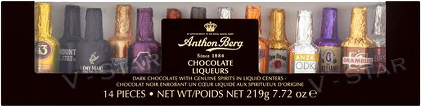 ANTHON BERG Liquor Filled Dark Chocolate 14 Pieces Bottles 219g (LIQUEURS Chocolate)