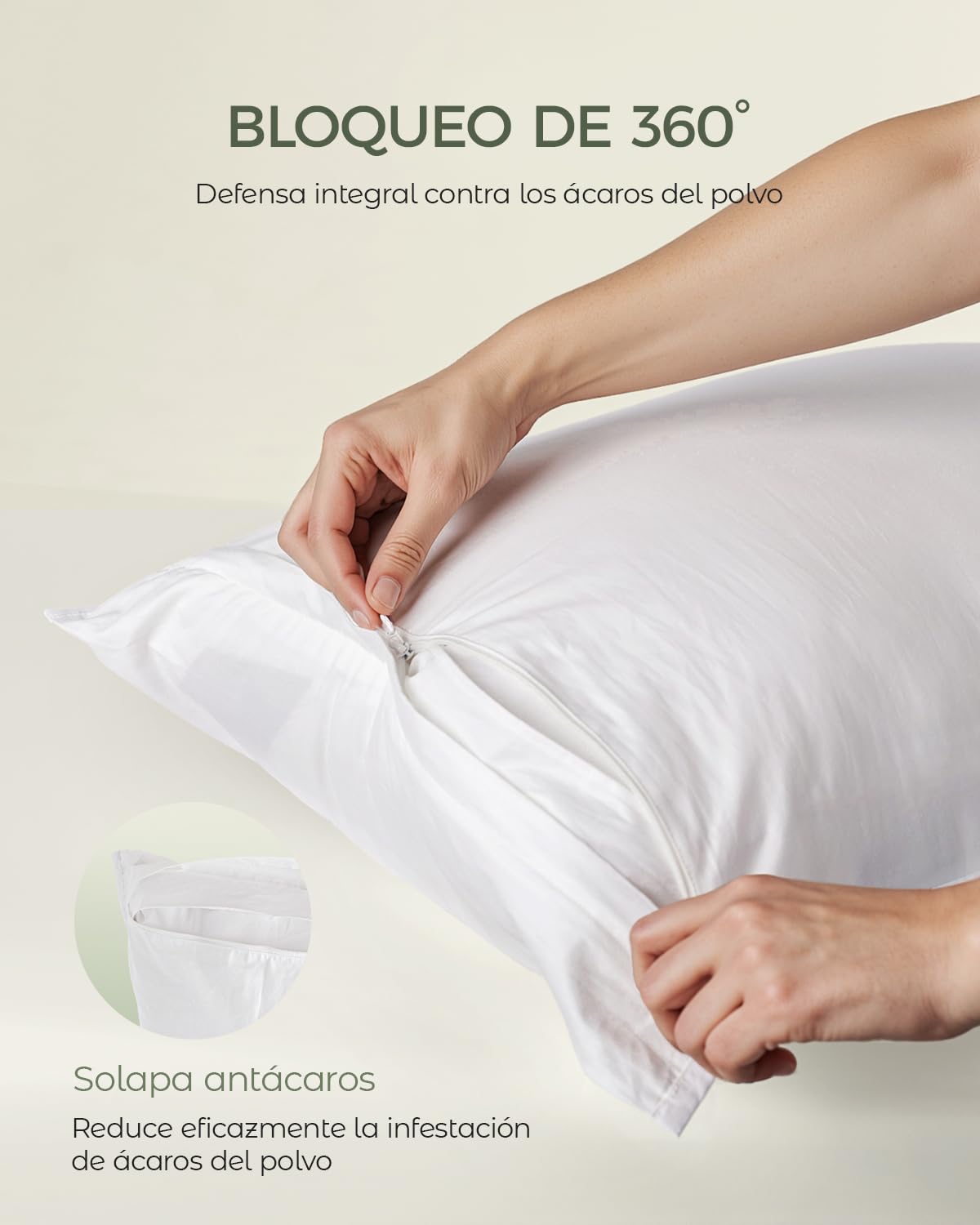 FAUNNA Fundas para Almohada 50 x 70 cm, Pack de 4, Blancas, 100% algodón, antiácaros y antiolor, con Cremallera, Lavables a máquina, para Almohadas de Cama