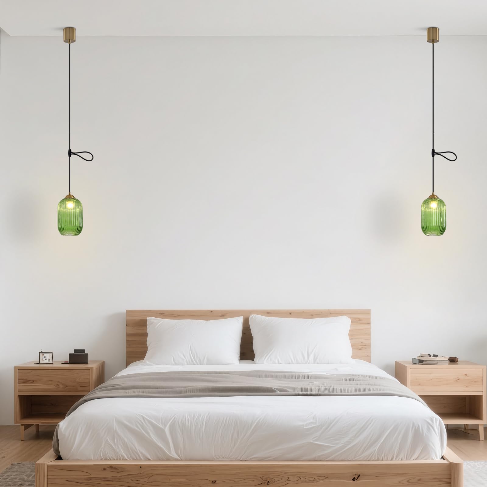 KCO Lighting 欧モダン ペンダントライト 高さ調節可能 ガラスシェード 引掛シーリング用 E26口金 14cm 三色調光 LED対応 おしゃれ 天井照明 照明器具 インテリア ダイニング リビング キッチン 寝室 電球別売り グリーン