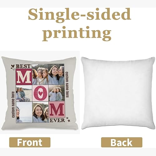 Miniatura 2 de Custom Pillow Case Designed with 6 Pictures and Words for Mom, Decorative Cushion Providing a Heartfelt Gift for Family Celebrations Holidays or