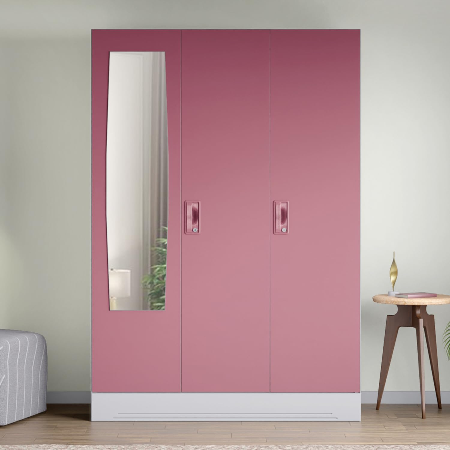 GODREJ INTERIO Almirah Slimline 3-Door Steel Almirah, Cupboard for Clothes (Royal Ivory and Dusty Rose), 1-Year Warranty, 7 Shelves, 1 Locker, Star Design Mirror (B0CT8QVMQQ) Amazon Price History, Amazon Price Tracker