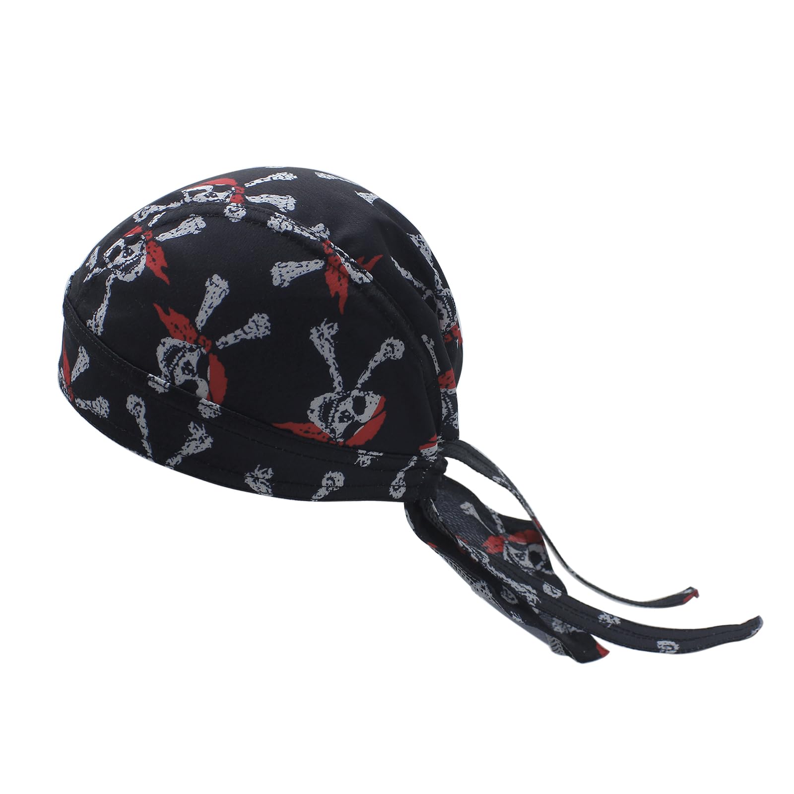 Bandana Hat Beanies Doo Rags for Men Skull Cap Pirate Hat Biker Bandana Cycling Sport Headwear for Head Sun UV Protection Quick Dry Cycling Wraps Breathable Helmet Black