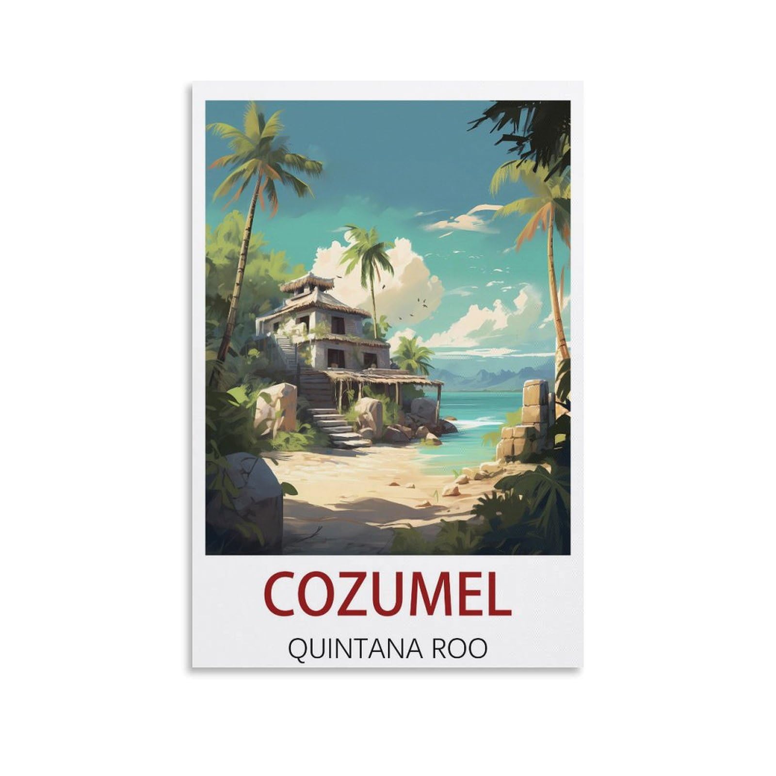 ZZHHEGN Cozumel Vintage Travel Poster 08x12inch(20x30cm) Canvas Art Poster And Wall Art Picture Print Modern Family Bedroom Decor Posters