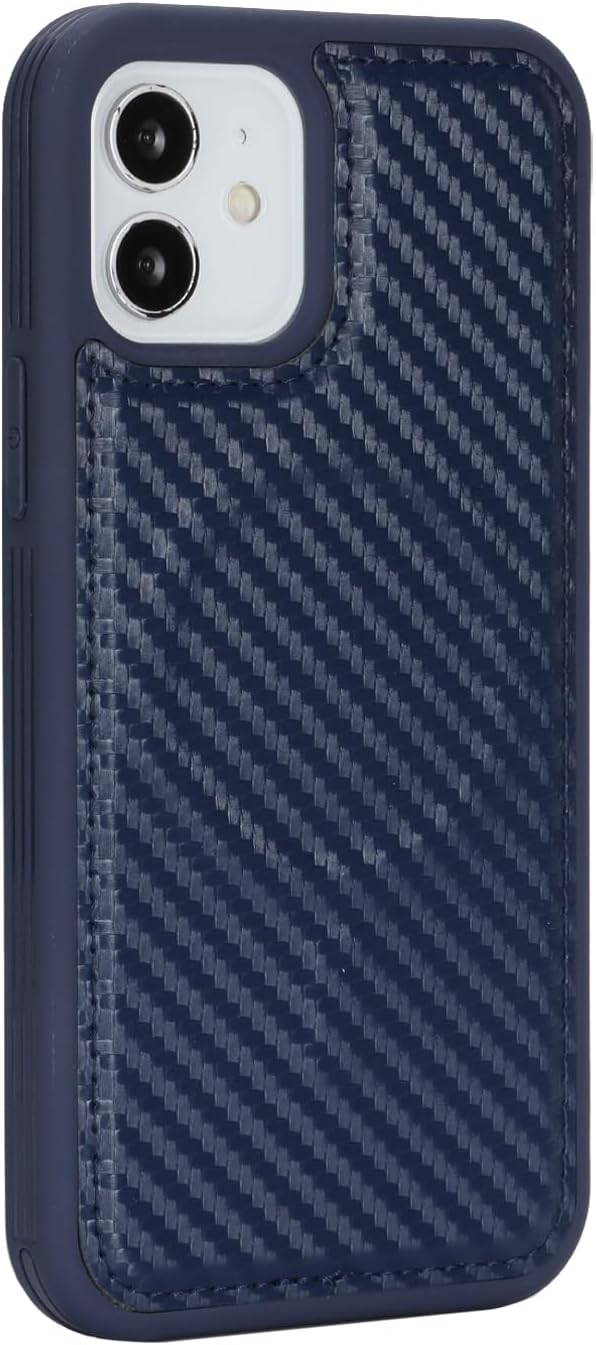 Ｈａｖａｙａ Compatible MagSafe for iPhone 12 & 12 Pro Wallet Case - Detachable 2-in-1 Magnetic Cover, Textured Carbon Fiber, with Card Slots & Wireless Charging - Cobalt Blue