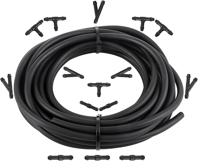 CarBole 6m Windshield Wiper Hose Kit,Universal Windshield Washer Hose,Windshield Washer Fluid Hose with 15 Pcs Hose Connector
