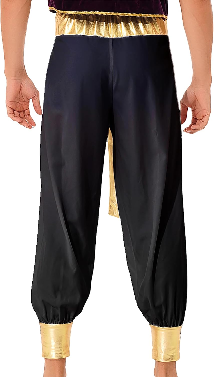 Halloween Men's Arabian Prince Costume Pants Indian Desert Prince Gypsy Hippie Yoga Harem Pants