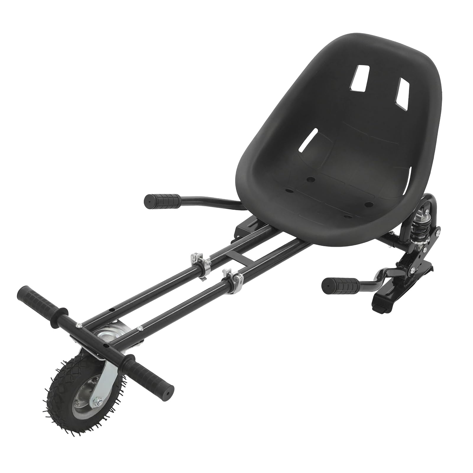Hoverboard siedzisko do deskorolki 6,5" / 8" / 10", regulowane siedzisko do hulajnogi balansowej z 2 amortyzatorami, ergonomiczny design, do 100 kg, siedzisko hoverkart, podwójny drążek główny, kolor