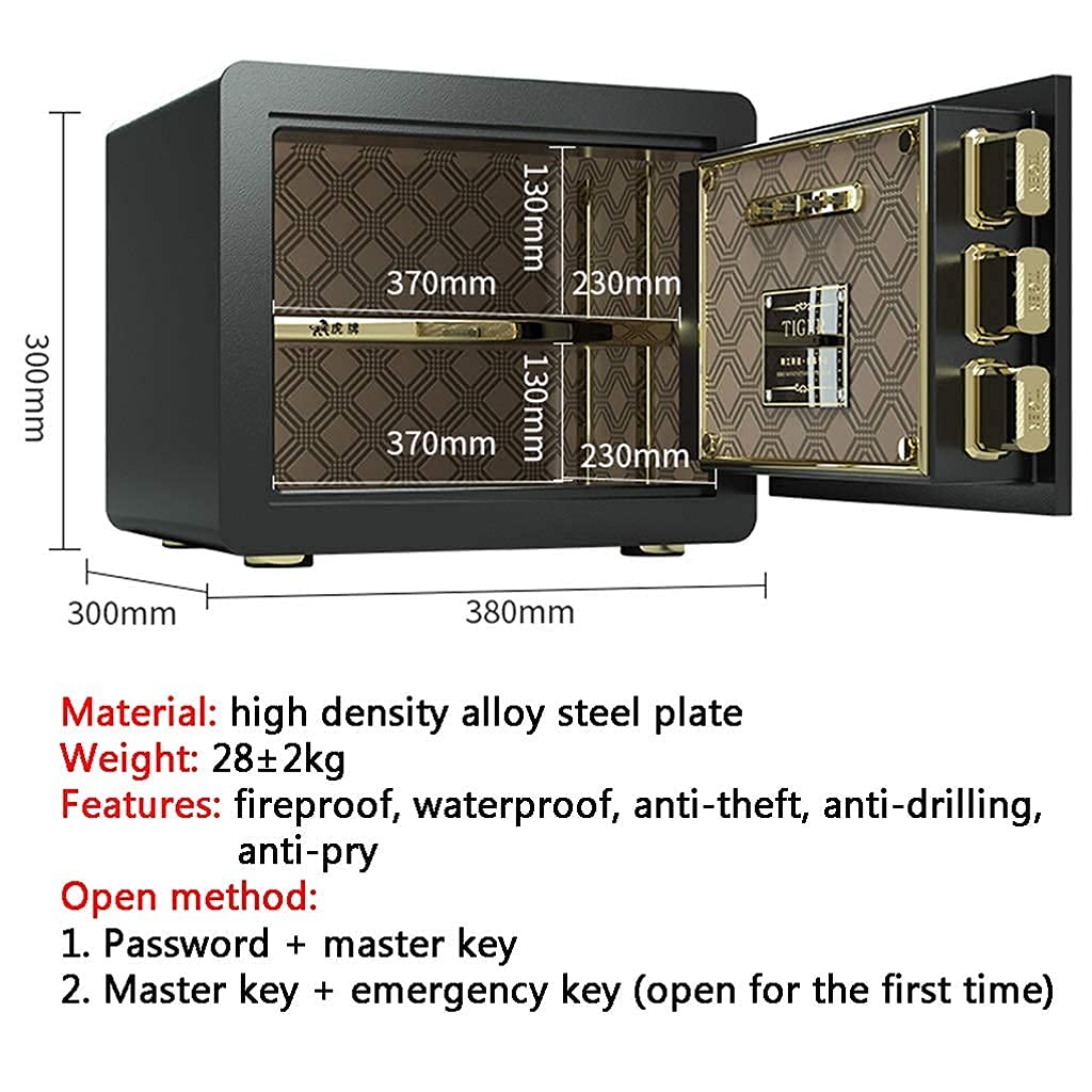 strongbox Cassaforte e ignifugo impermeabile di sicurezza armadio digitale sicuro elettronico con password di impronte digitali doppio allarme di sicurezza adatto per casa ufficio grande capacità