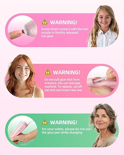 Miniatura 6 de Pistola de pegamento caliente rosa inalámbrica y recargable, mini pistola de pegamento caliente de dispensación automática y juego de 30 varillas,