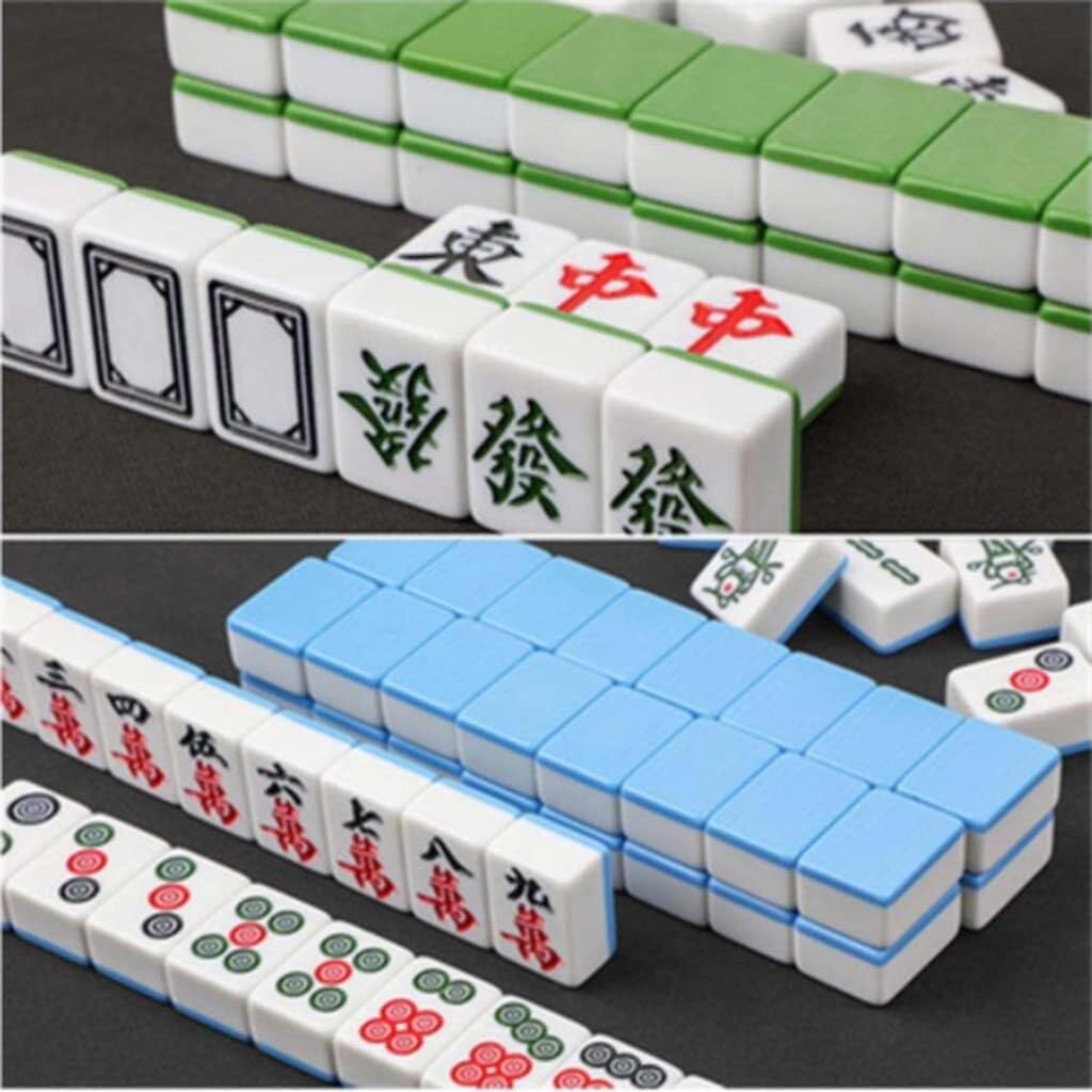 Zestaw do gry w mahjonga Mahjong Mahjong 144 kostki Profesjonalny chiński zestaw do mahjonga z 4 kostkami, odpowiedni do automatycznej gry w mahjonga (kolor: niebieski)(44#)