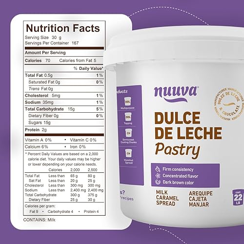 Miniatura 5 de Nuuva Foods Pastry Dulce de Leche  Auténtico caramelo cremoso para hornear  Perfecto para postres y pasteles (5 libras)