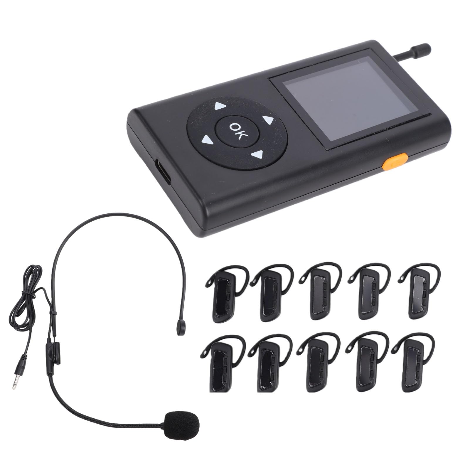 Haofy di Guida Turistica Wireless 1 Trasmettitore 10 Ricevitori con Microfono Cuffie per Traduzione di Viaggi Turistici in Fabbrica (Spina europea)