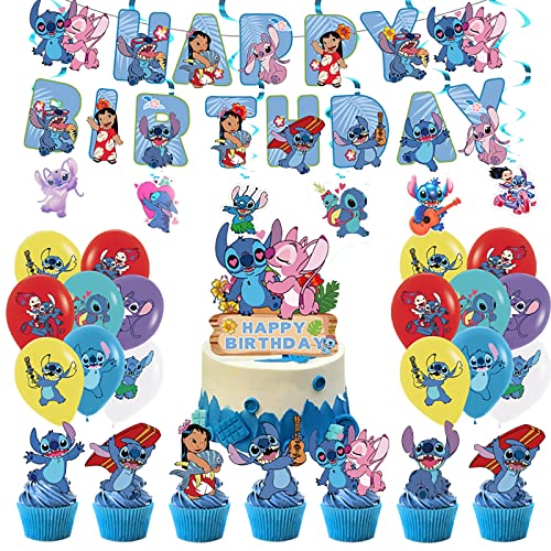 48Pcs Lilo And Stitch Cake Cupcake Decoration Supplies Cupcake Topper For Kids Birthday Party #TOP3
