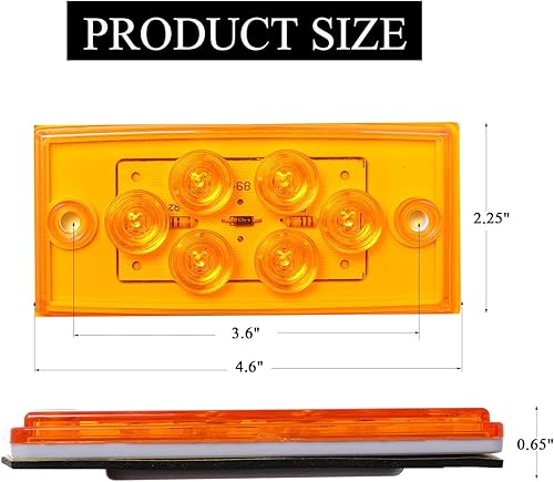 Miniatura 3 de NPAUTO 5 luces de cabina de carga de 6 luces LED ámbar para techo de separación compatibles con Freightliner Century Columbia Volvo camión remolque