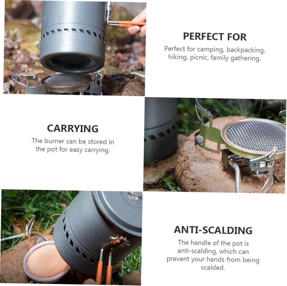 POPETPOP 1set Camping Cookware Kit Lightweight Portable Outdoor Cookware for Backpacking Hiking Picnics Includes High-temperature Resistant Burner and Compact Storage