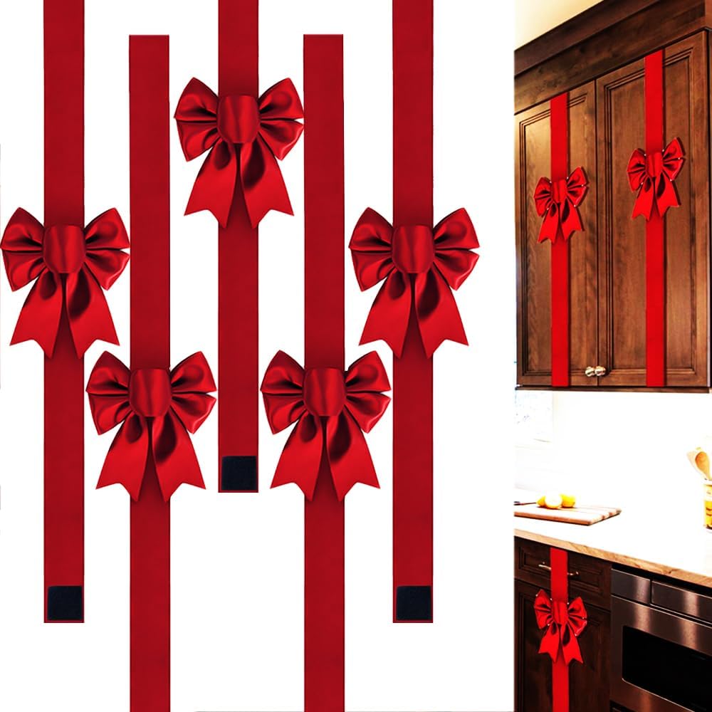 Christmas Cabinets Bows Festival Ribbons Large Home Decor X-Mas Holiday Party Decorations 5pcs Gloss Red