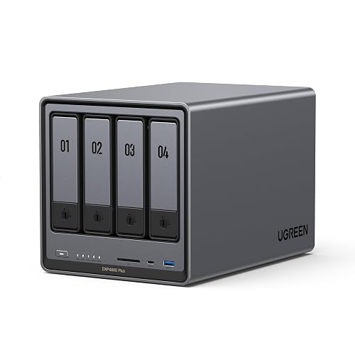 UGREEN DXP4800 Plus 4-Bay NAS for Families, Creators & Small Teams | 4K Home Media, File Server & Hardware Transcoding, Intel 8505, 8GB DDR5, 10GbE&2.5GbE, Built-in 128G SSD, 2xM.2 NVMe,Diskless
