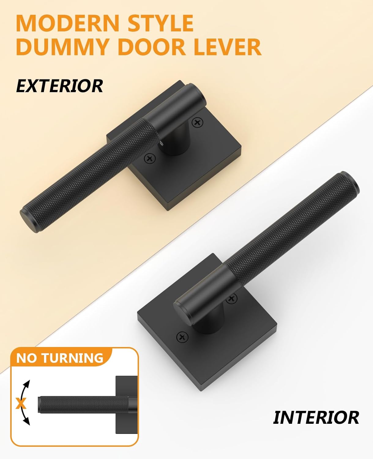 Asidrama 2 Pack Black Dummy Door Handles, Non-Turning Decorative Door Lever with Door Knobs for Closet, French Double Doors, Pantry & Interior Push/Pull Use 124