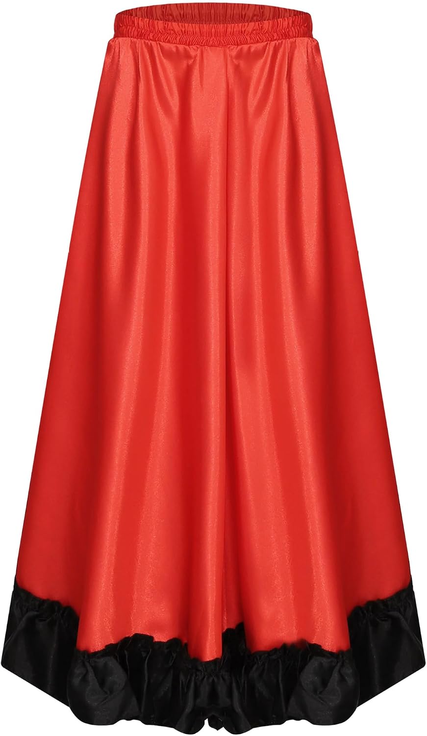 Kids Girls Spanish Bull Dance Skirts Flamenco Performance Costume Big Swing Folkloric Mexican Dancewear