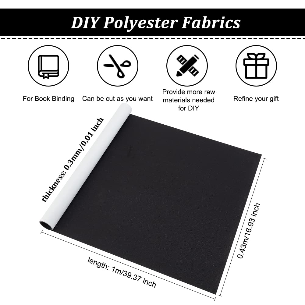 OLYCRAFT 100x43cm Black Book Binding Cloth - Fabric Surface With Paper Backed Close-Weave for Bookcover Scrapbooking, DIY Crafts - Image 2