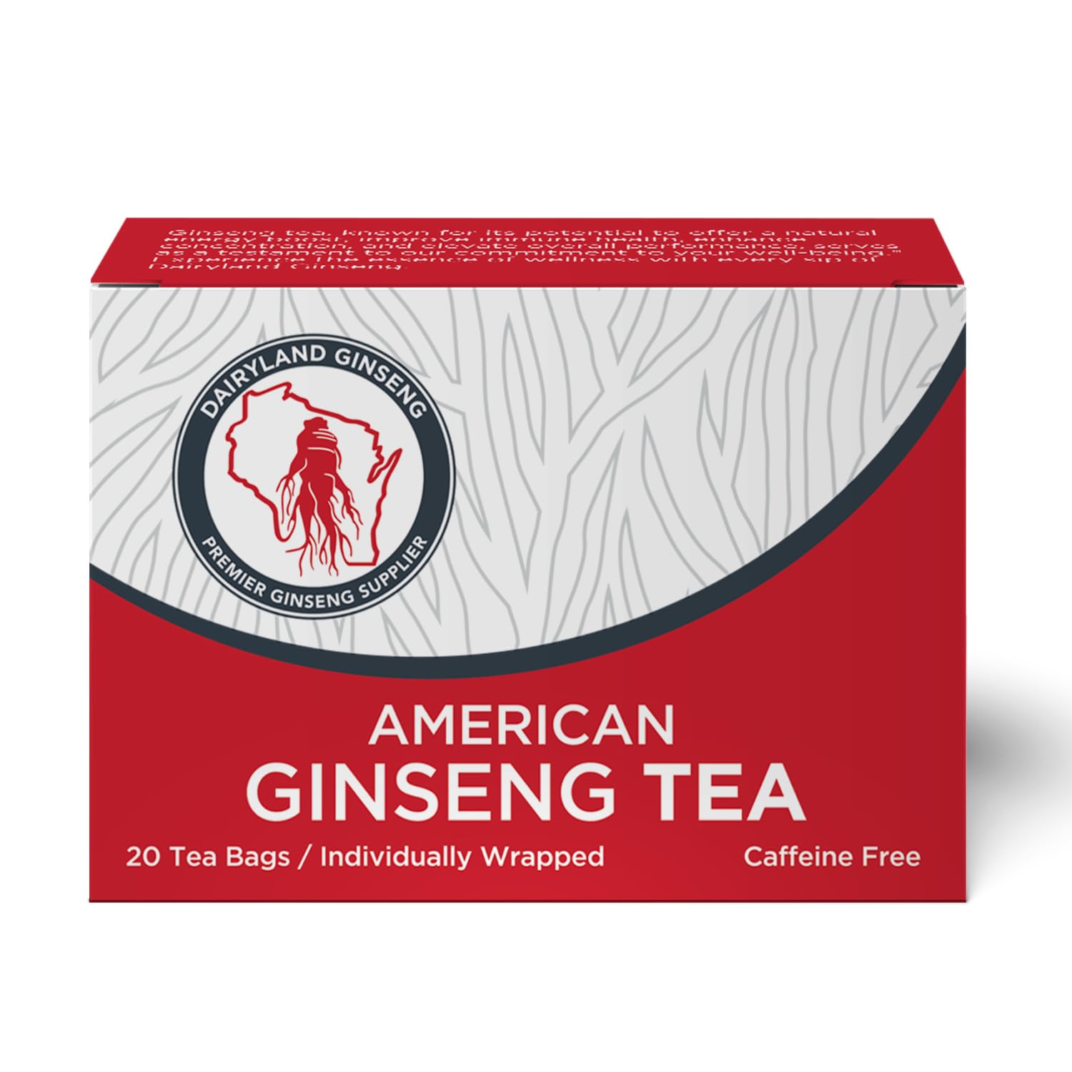 Dairyland American Ginseng Tea Bags 美国人参茶 (20 ct) - Premium Wisconsin Ginseng Tea - Non-GMO, Gluten Free