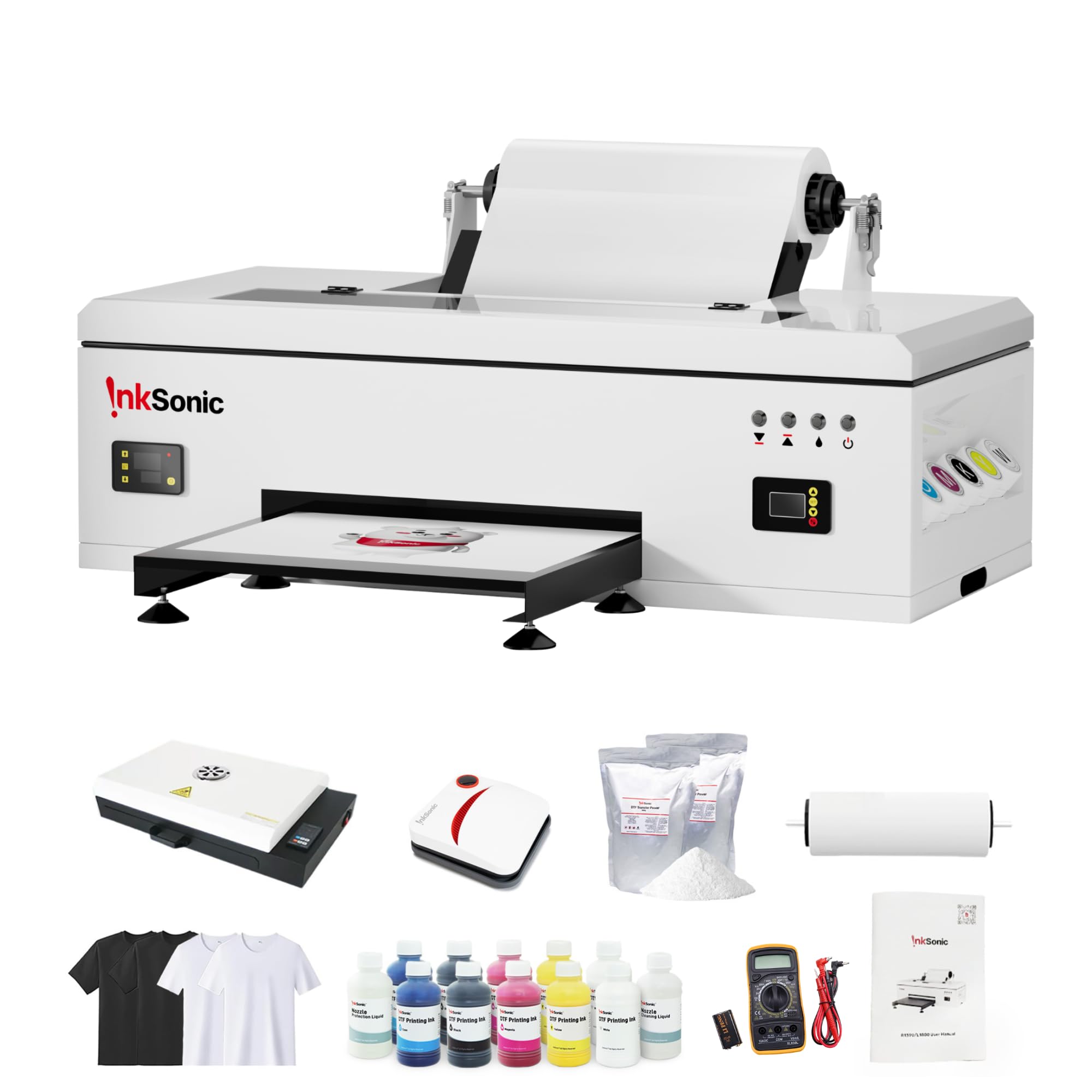 InkSonic L1800 DTF Printer, A3/13" Width DTF Transfer Machine, E13 | Custom Garment Printing, Multi-Material Compatible, Direct To Film, White Ink Circulation System & Auto Clean, Built-in Heating
