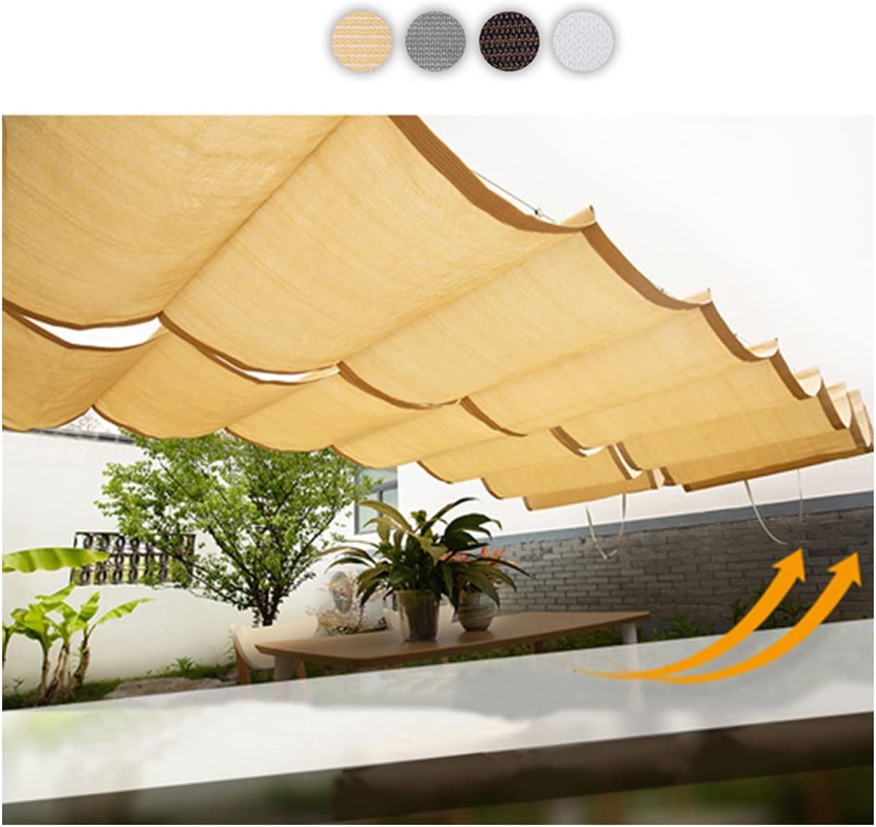 Wave Shade Sail,Retractable, Slide Wire Wave Shade Sail