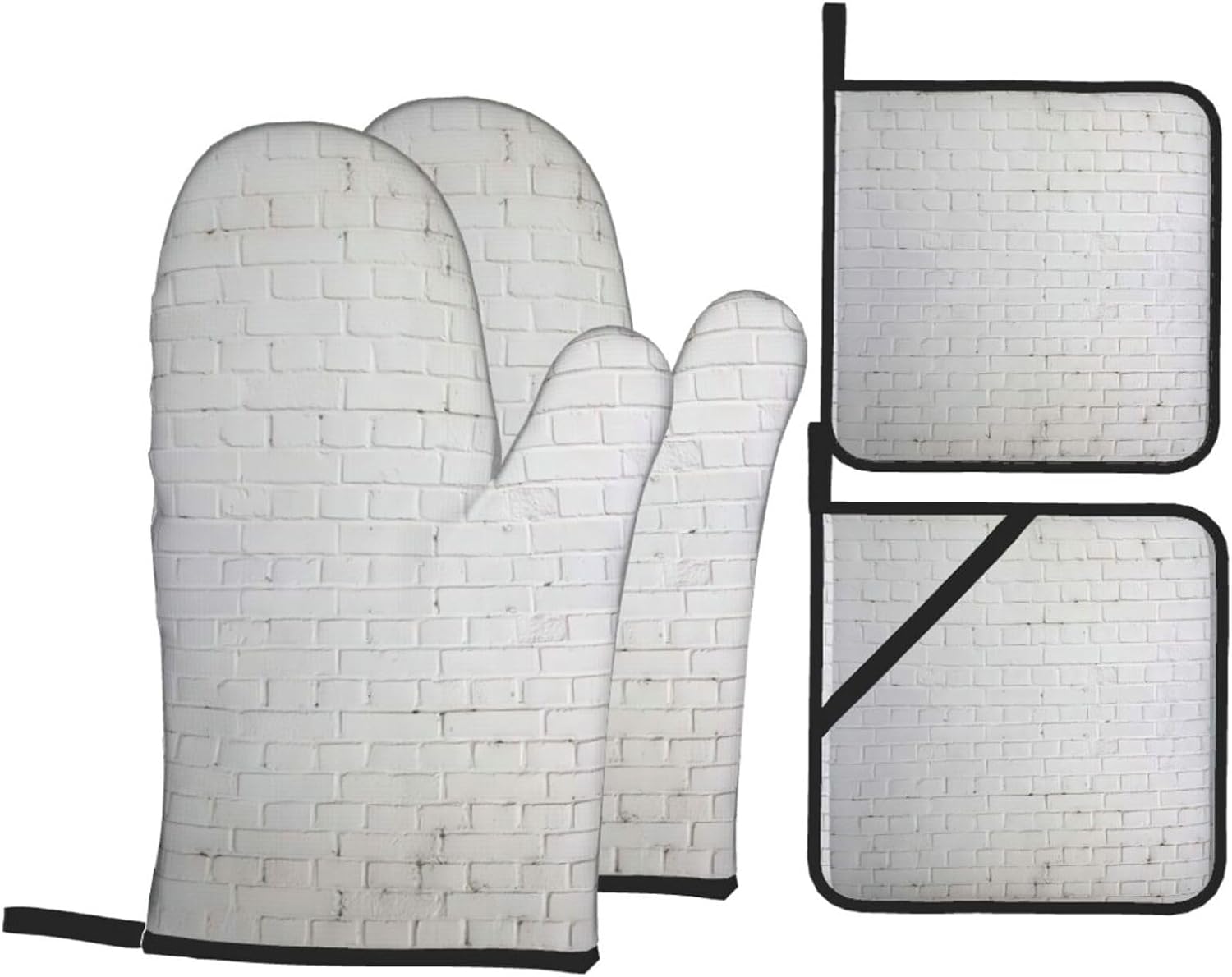 Old White Brick Wall Kitchen baking four piece set, fit for cooking and baking, oven, microwave, and outdoor barbecue