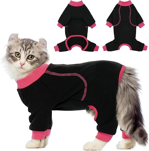 Bonaweite Ropa de pelo pegajoso para gatos, evita que se pierda el cabello, camisas de mameluco solo para gatos, pijamas de gatito, trajes para