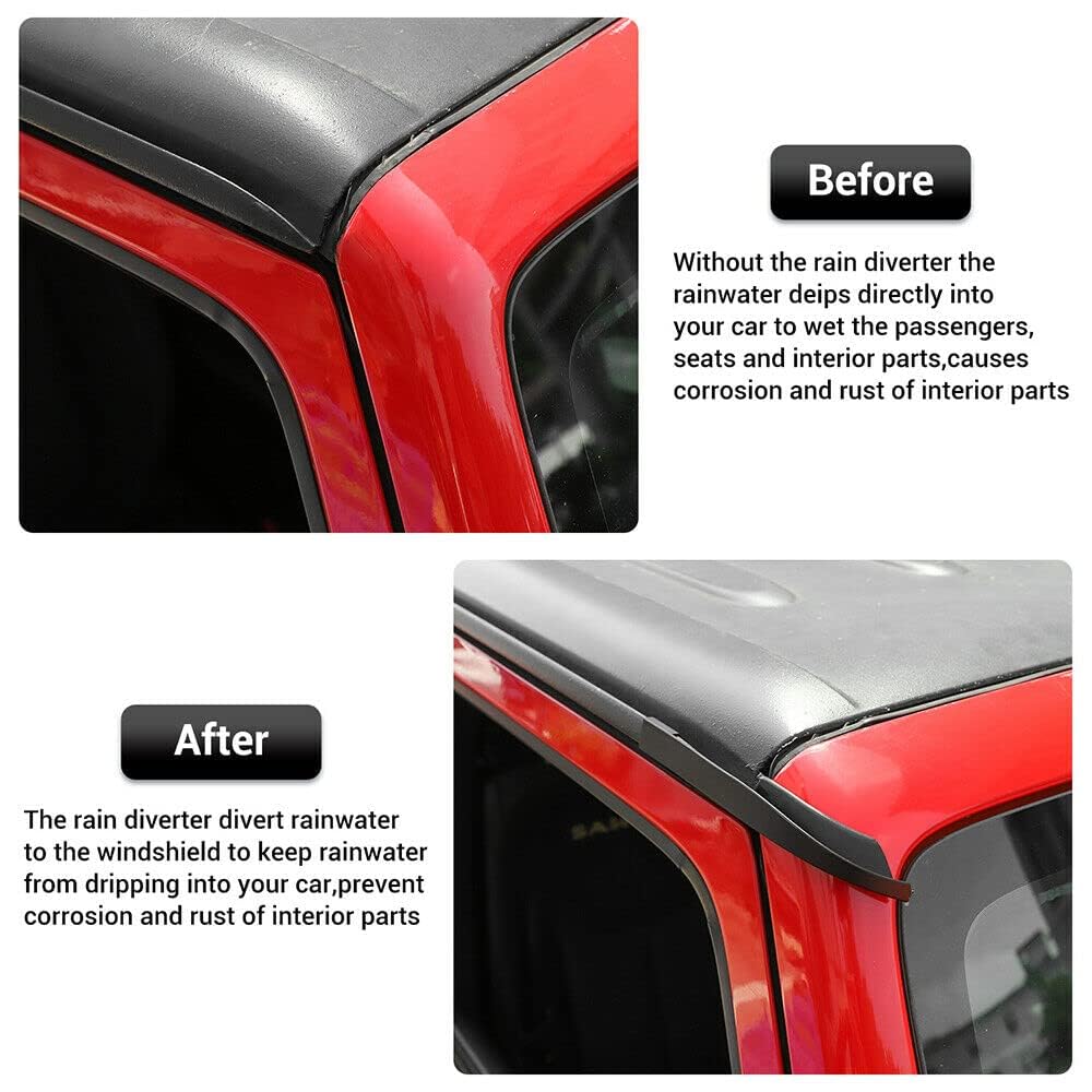 ABS Hardtop Rain Diverter Rainwater Gutter Extensions Rain Deflector dla Jeep Wrangler JK JKU 2007-2017, akcesoria zewnętrzne