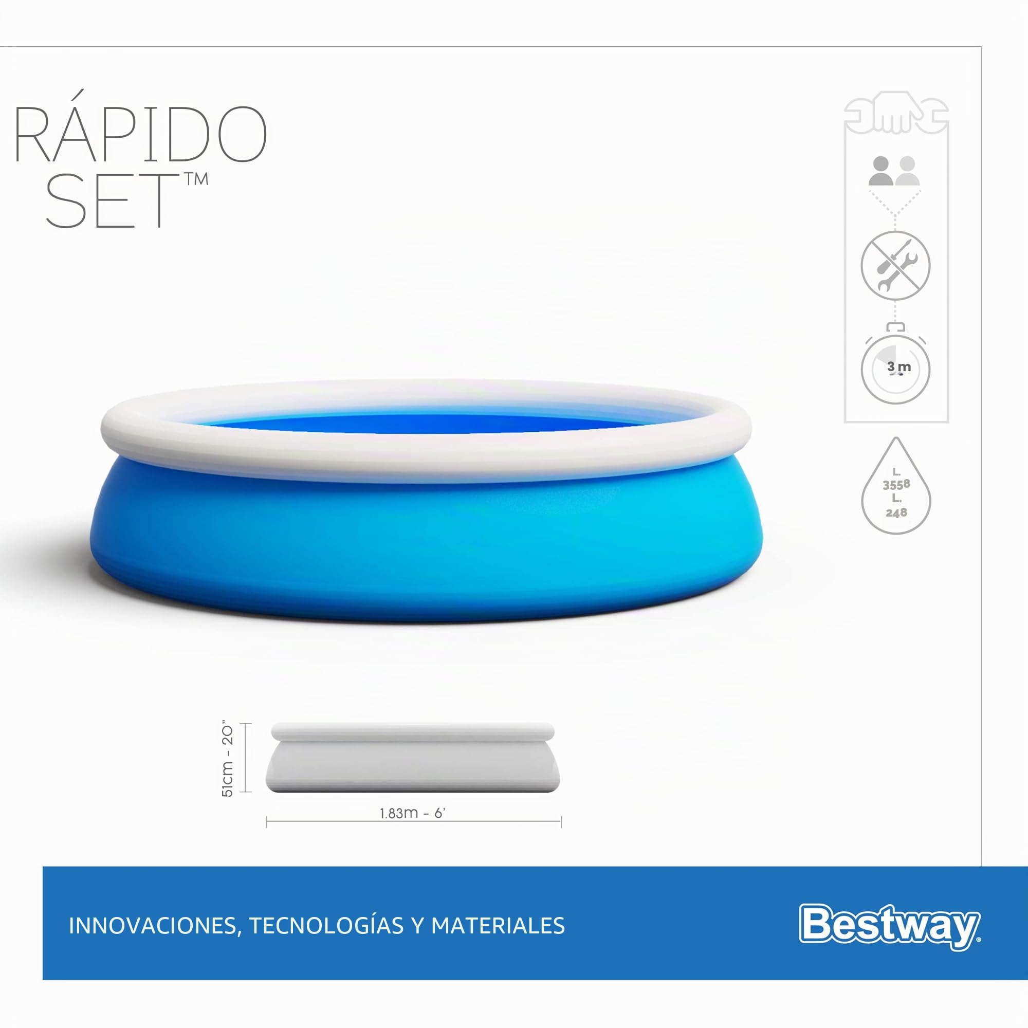 Bestway Piscina automontable 183x51, Azul, BW57392