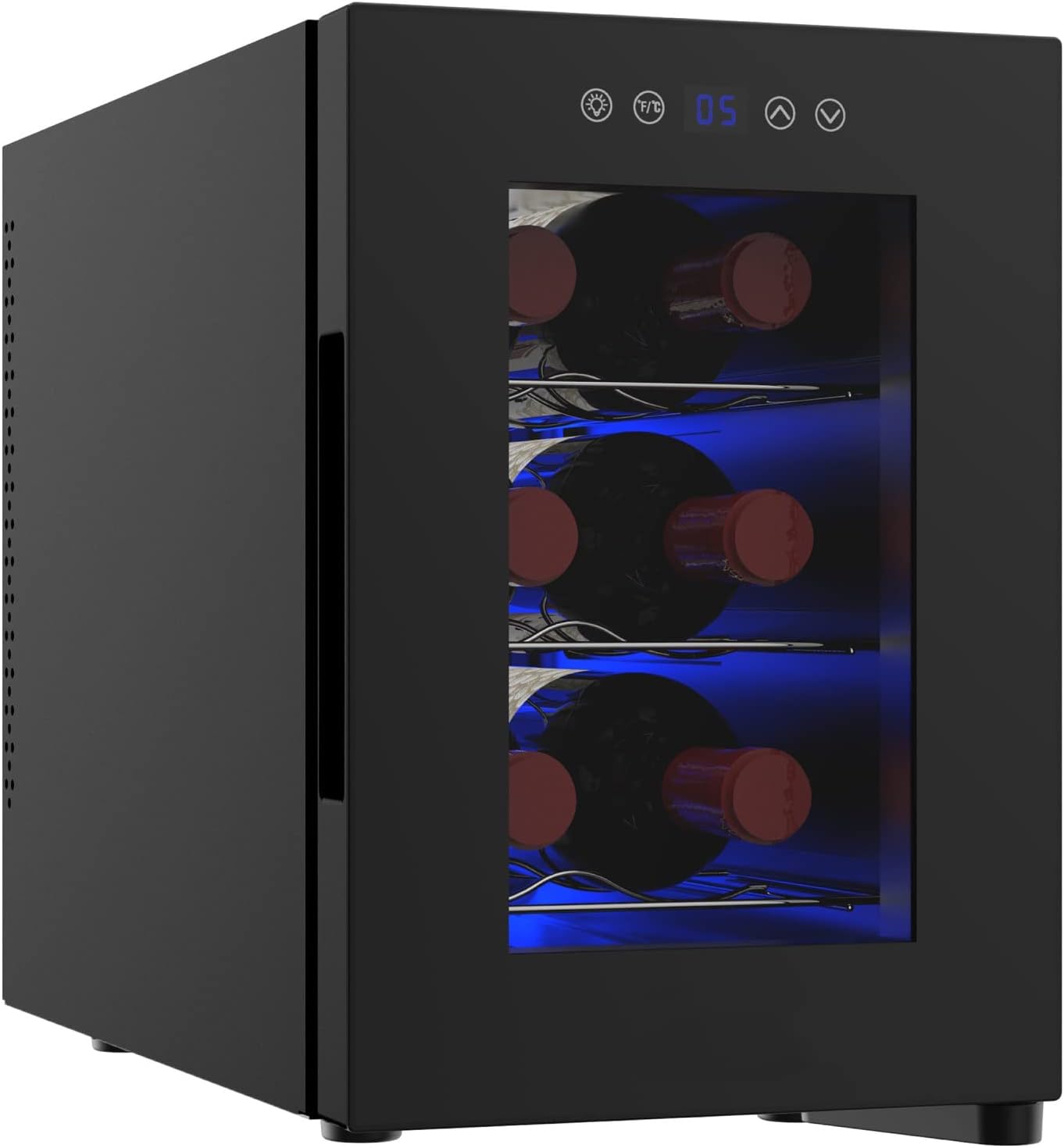 6Bottle Wine Cooler, 13Liter Mini Fridge with Wine Rack