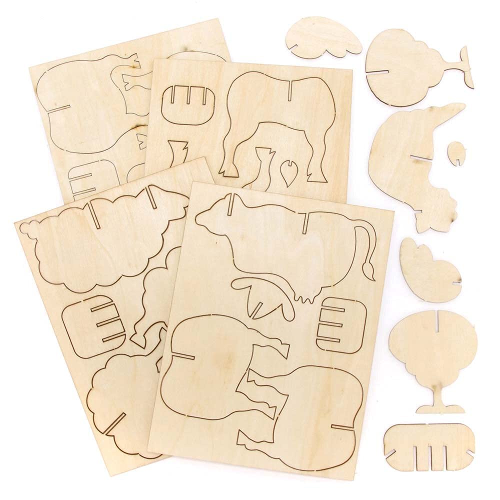 Baker Ross Bauernhof-Tier Holz-Bastelset – 5er Pack Mit Lustigen Tieren Zum Zusammenbauen & Bemalen (für Kinder)