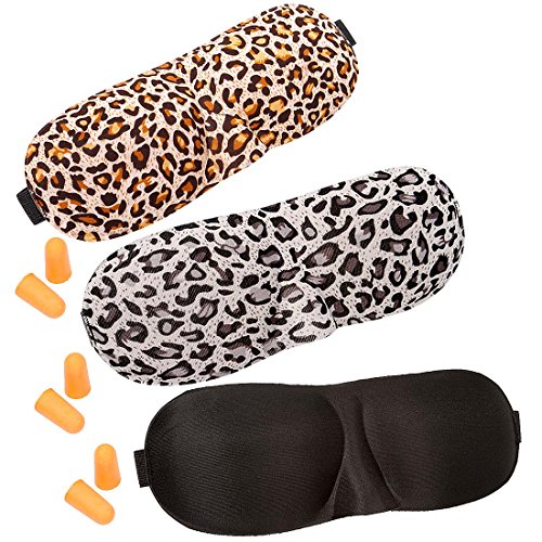 Bundle Monster 3pc Ultra Soft Mixed Design Padded Eye Mask Ear Plug Travel Pouch Sleep Accessories - Set 4