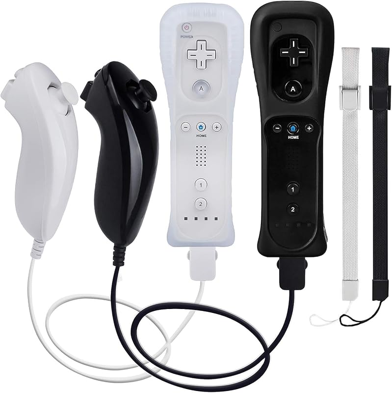 TechKen Wii Kontroller Nunchuck-kal Fekete Fehér Vezeték Nélküli Távirányító