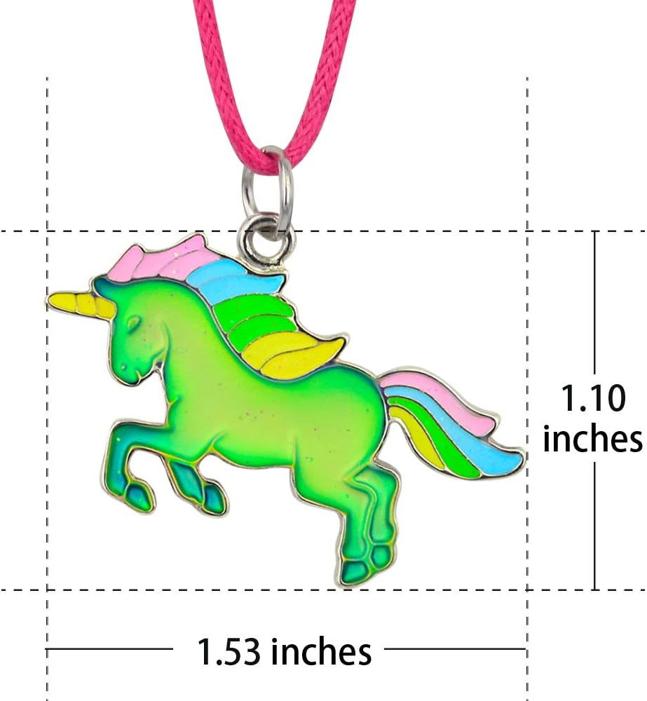 Fairy Tale Cute Unicorn Pendant Color Change Chunky Mood Necklace With Glitter Gift For Girls - Image 2