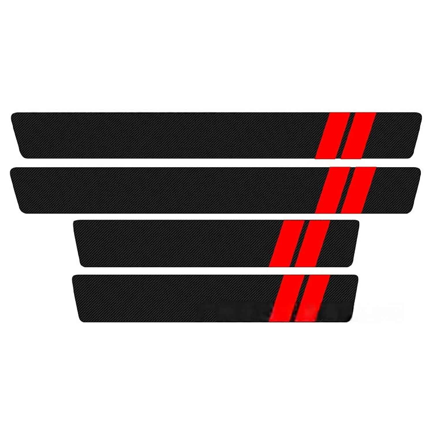 JINGXINXUE Car Door Sill Protector Carbon Fibre for VW Golf 8 MK8 GTI GTE GTD R 2020-2025, 4Pcs Door Sill Sticker Scuff Plates Entry Guard Strip Trim Step Threshold Protector,A/Red