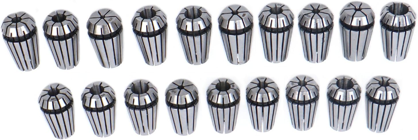 findmall 19Pcs ER16 Spring Collet Set 1/8-23/64 Inch Carbon Steel Fit for CNC Milling Lathe Tool