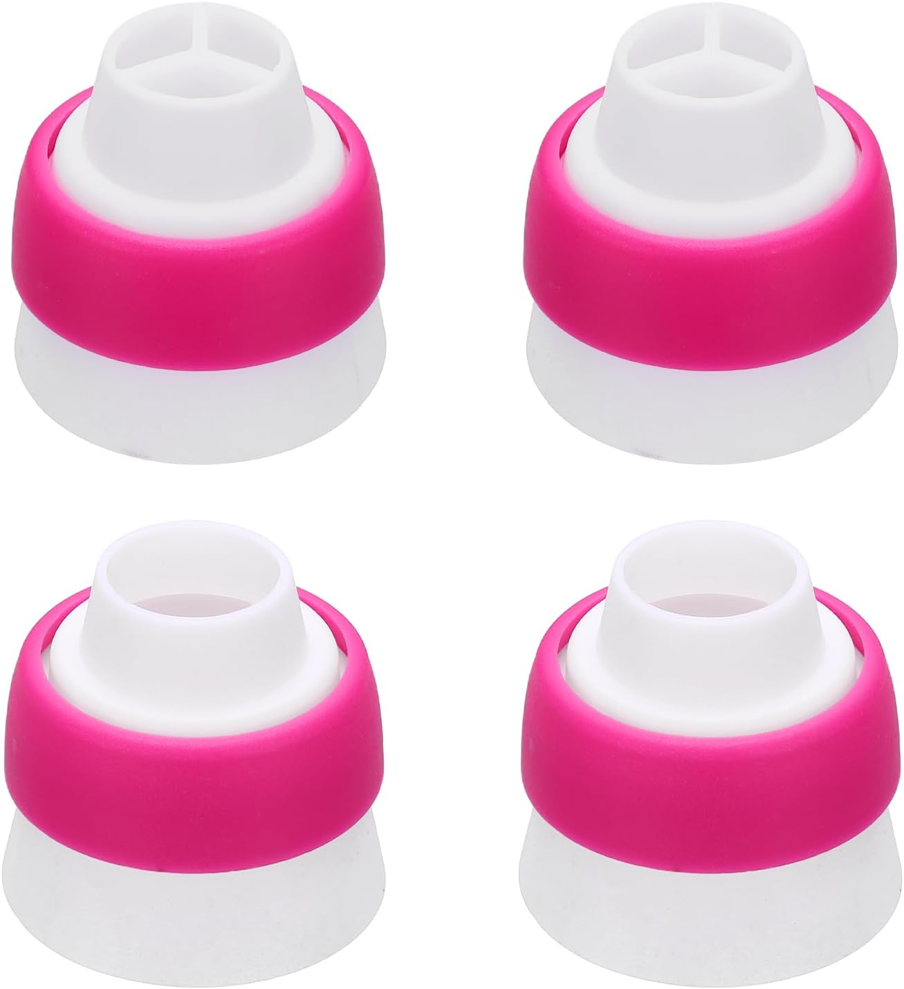 sourcing map 4 Pcs Piping Tip Coupler, Plastic 3 and 1 Color Couplers Icing Frosting Piping Bag Reusable Russian Flower Mouth Cake Baker Decor Tools Kit for Nozzles Pastry Cupcake Tip, Rose Red