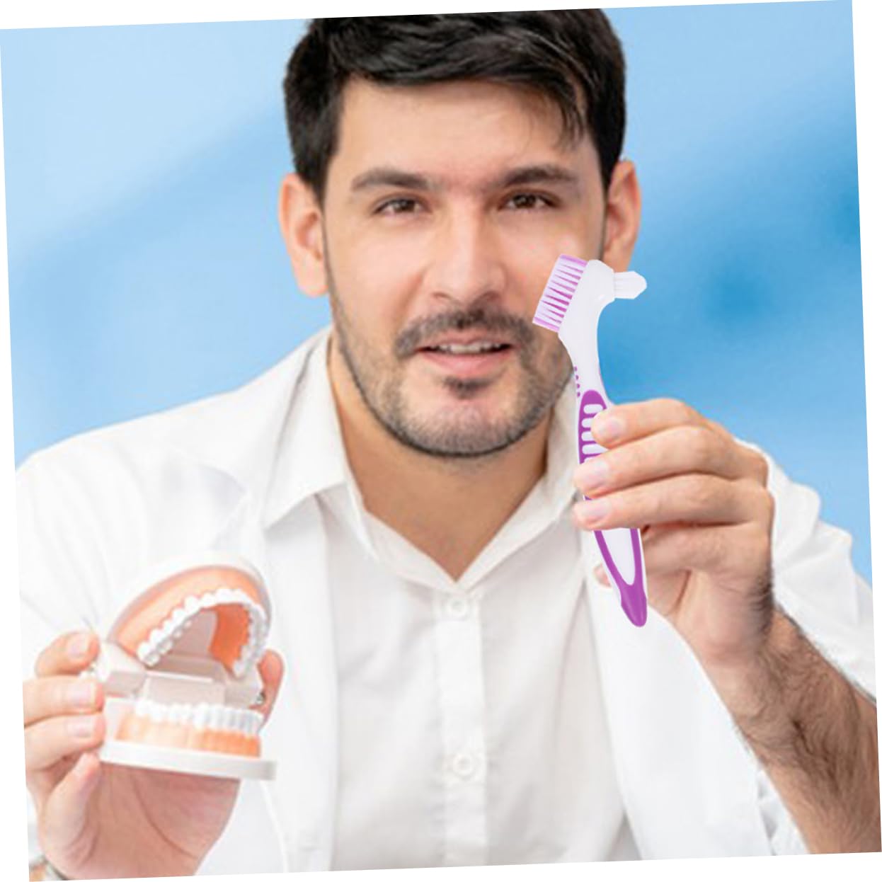 VALICLUD 4 Set Spazzola Per La Pulizia Della Protesi Denti Difficile Spazzolino Setole Pulito Nylon 4 Pezzi*4