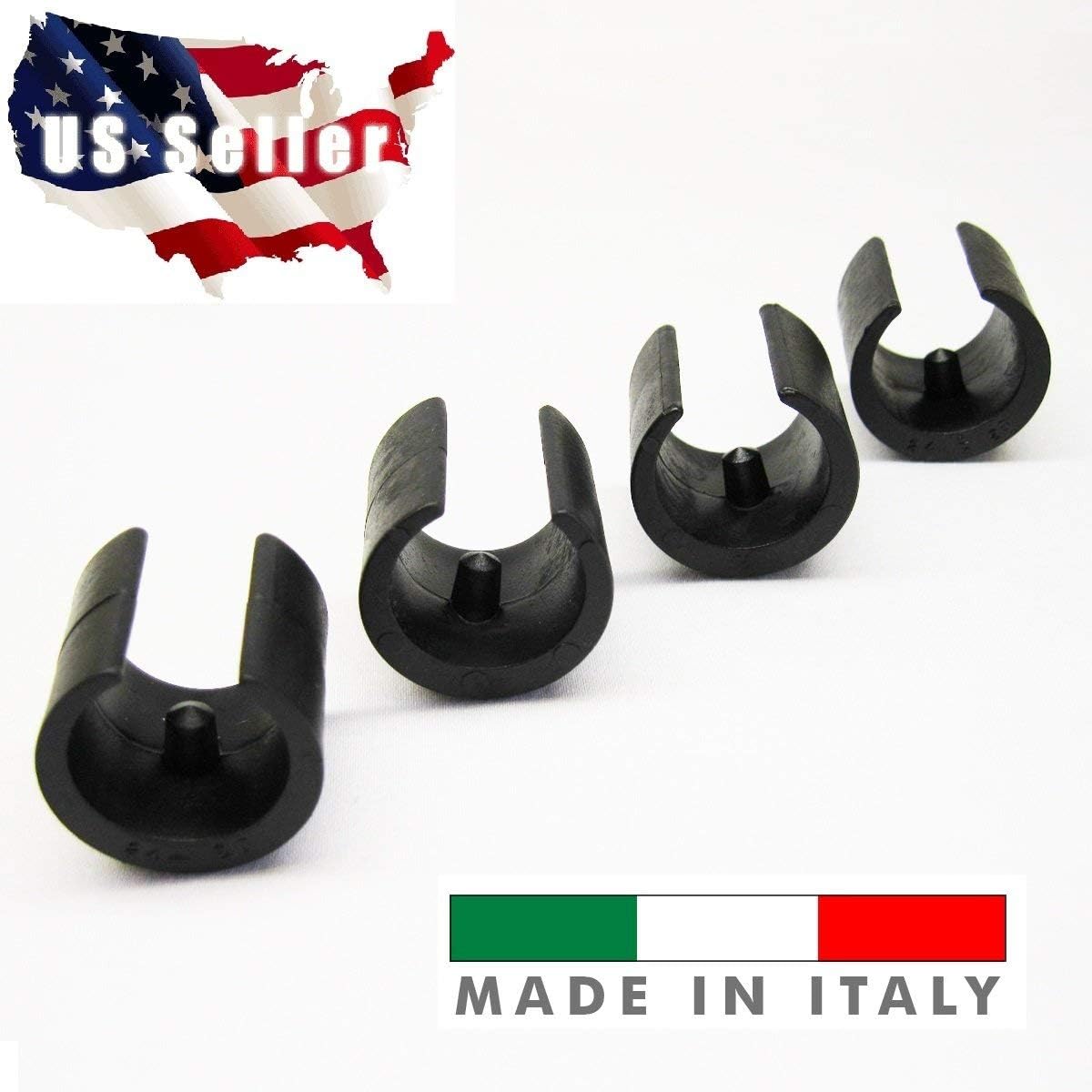 Replacement Single Prong U-Shape Plastic Caps in Black (Set of 8) - Made in Italy c