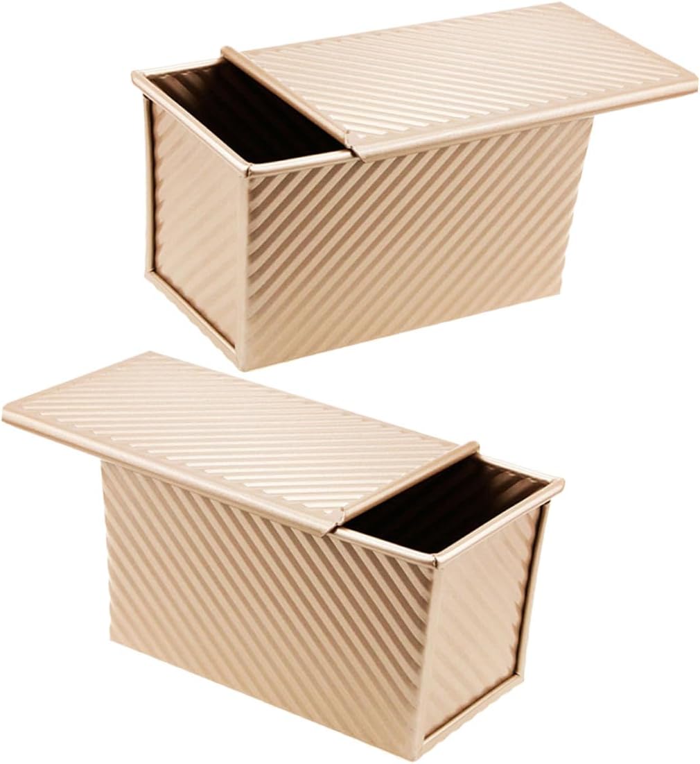 2pcs Small Capacity Non-stick Loaf Pan with Lid Bread Toast Baking Mold Household Oven Bread Pans for Baking