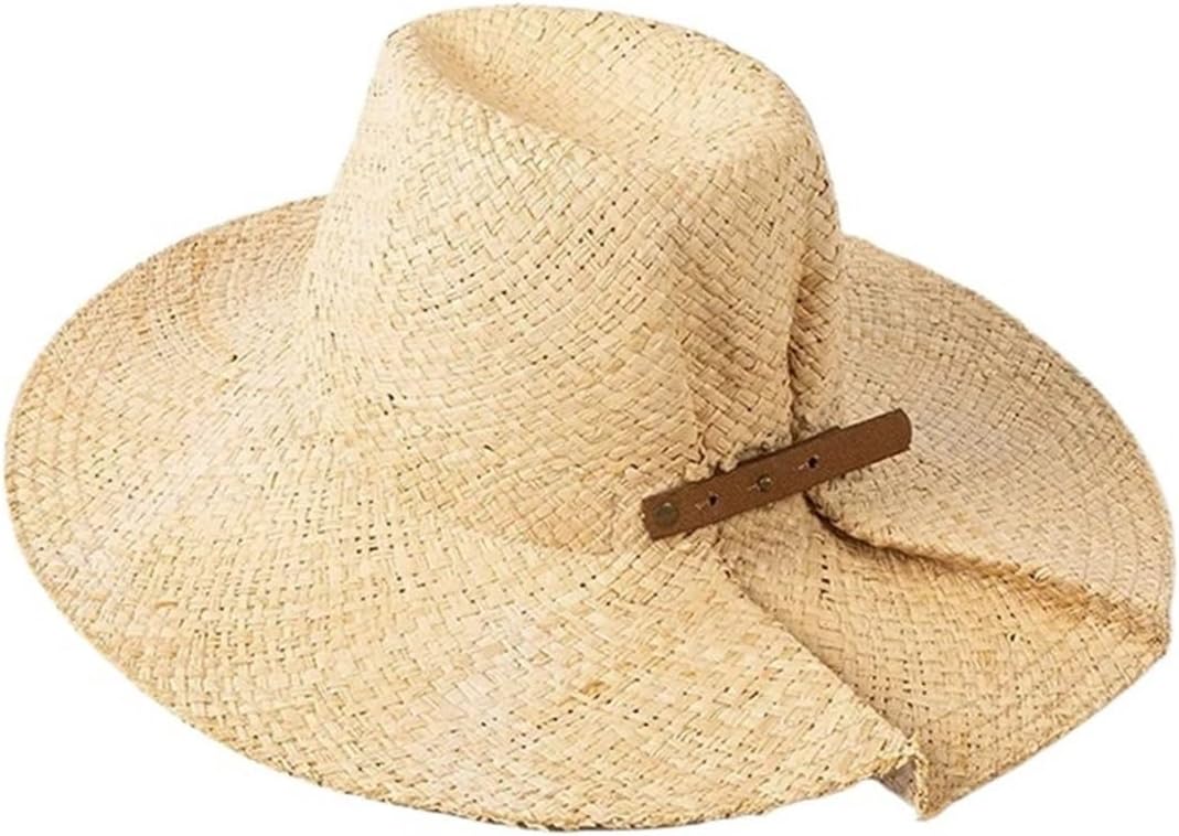 Wide-Brim Raffia Straw Hat – Unisex Summer Sun for Beach and Outdoor Use