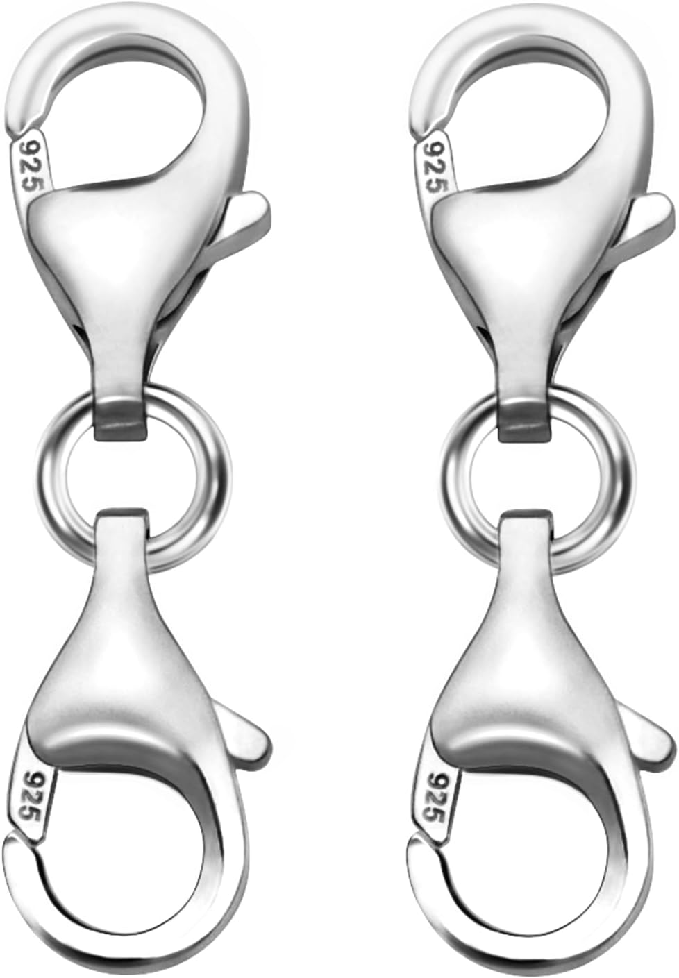 925 Sterling Silver Necklace Extenders for Women, Double End Lobster Claw Clasp, 9mm Lobster Clasp and Closures for Making Jewelry Chain, Necklace & Bracelet Clips (Silver)
