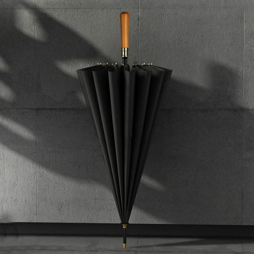 110Cm/43In Portable Stick Umbrella, 24 Ribs Reinforced Thickened Windproof Rain Umbrellas, High Strength Fiber Umbrella Stand and High-Grade Long Straight Handl，Green
