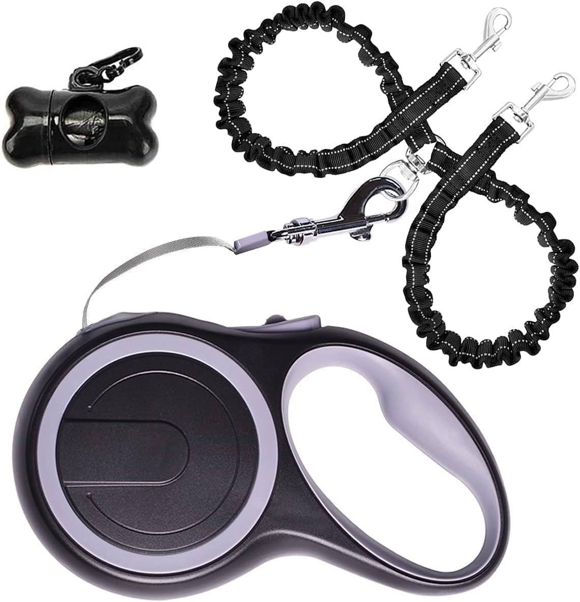 WIGZI (2) Two Dog Reflective Retractable Pet Leash 360