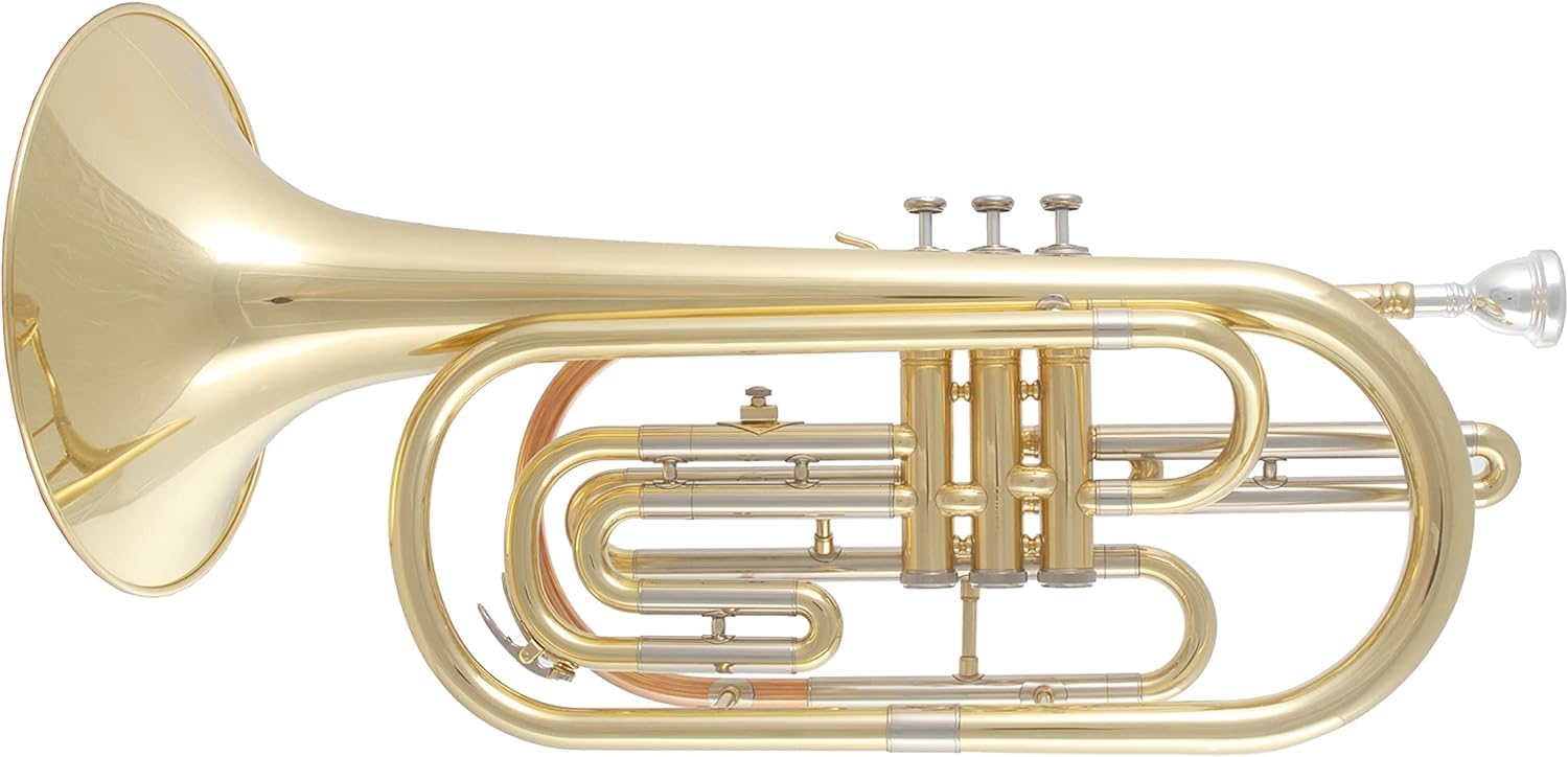 TMP-377 Basstrompete in B - Marching Posaune mit Goldmessing-Mundrohr - Marschposaune in Bb