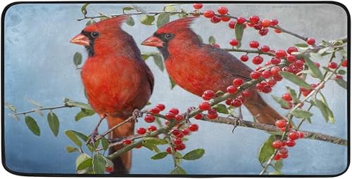 susiyo Tapete de cocina Northern Cardinals, tapete de cocina con pájaros rojos, antifatiga, cómodo, antideslizante, resistente a las manchas de