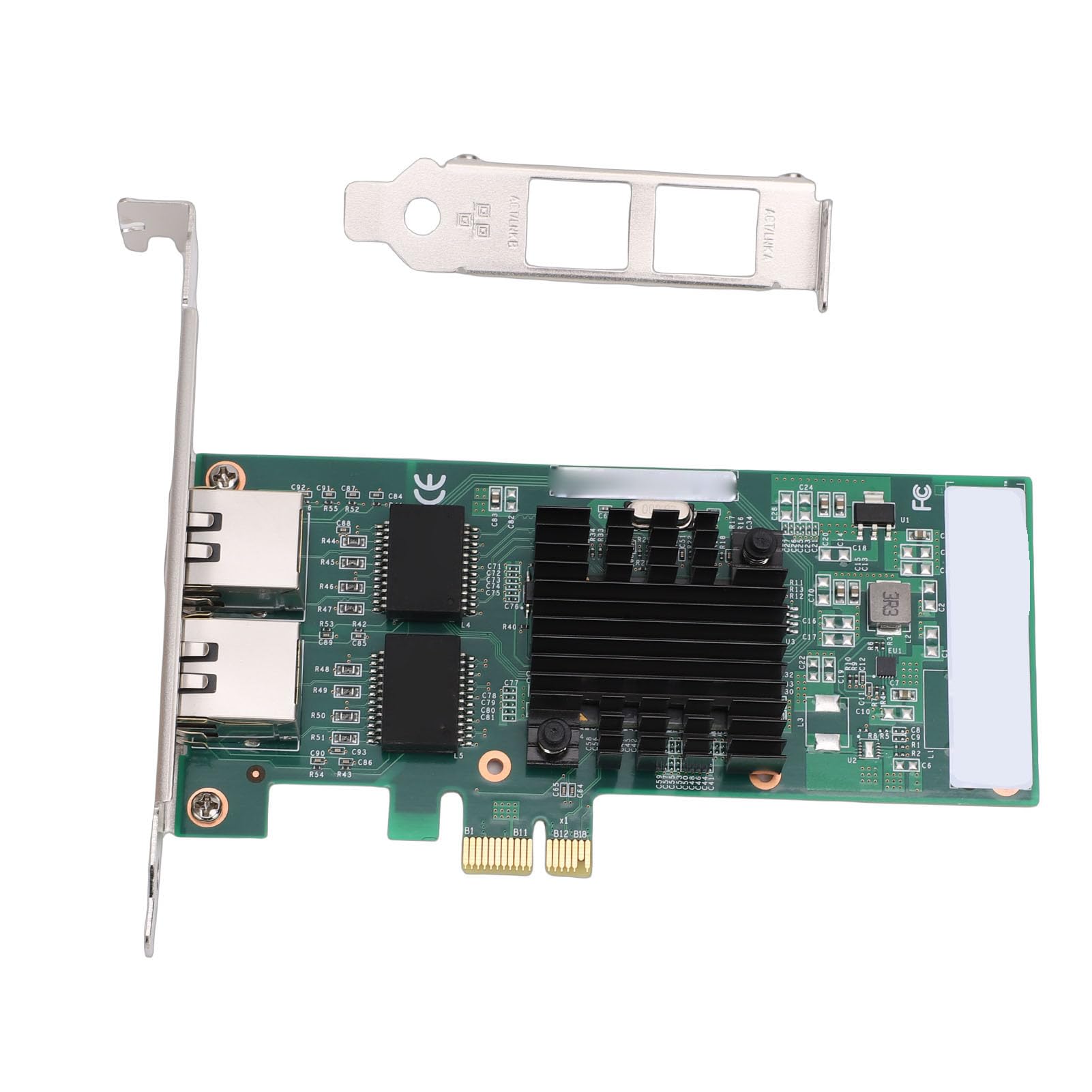 Aramox Scheda di Rete PCIe Adattatore di Rete PCI Express Doppio RJ45 con Chipset 82575 10 100 1000Mbps PCIe 2.0 X1 a Basso Profilo per Server 11 PC