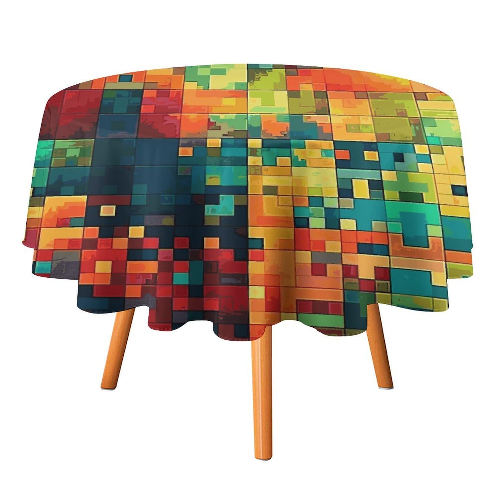 Nappe ronde pixel art pour sublimer votre décoration d'intérieur lavable 127cm